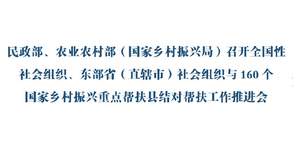 民政部 国家乡村振兴局关于印发《全国性社会组织、东部省（直辖市）社会组织与 160个国家乡村振兴重点帮扶县结对帮扶名单》的通知